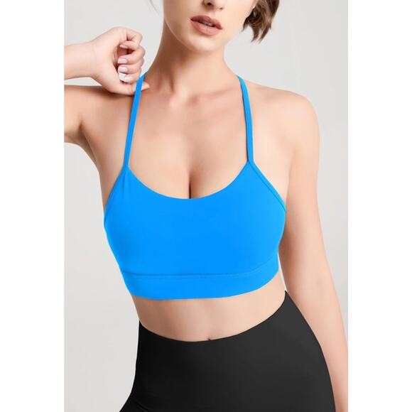 Colorskin Women’s Blue Sports Bra Removable Pads Yoga Medium Support Y Back XL - Picture 1 of 4